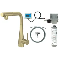 Deante, Küchenarmatur, Bateria kuchenna z zestawem do filtracji wody z wyciąganą wylewką