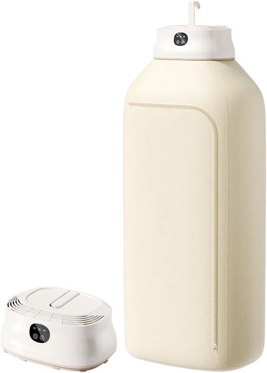 Draagbare en opvouwbare kledingdroger met timer voor reizen in beige of wit