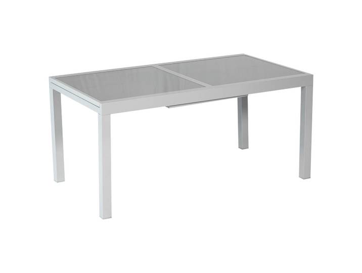 Gardenson Gartentisch, Silberfarben, Metall, Glas, rechteckig, eckig, 240x100x180 cm, ausziehbar, Gartenmöbel, Gartentische, Gartentische ausziehbar