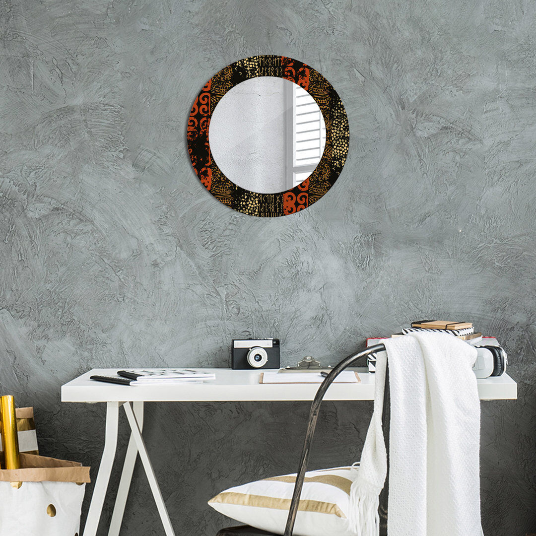 East Urban Home Huldar Glass Flat Mirror Multicolour Grunge Abstract Pattern 50cm H x 50cm W