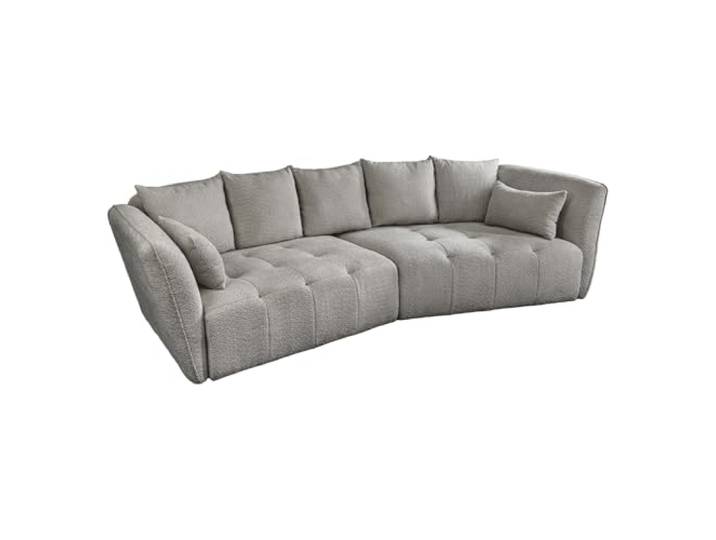 Big Sofa ROYAL - 295cm - grau - Bouclé - Federkern inklusive Kissen 7 Kissen, Nosagfederung, skandinavischer Stil, Rundum-Bezug, pflegeleicht