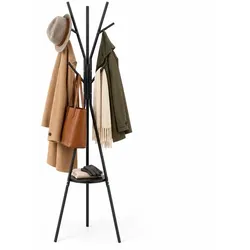 Relaxdays Garderobenständer 9 Haken Schwarz