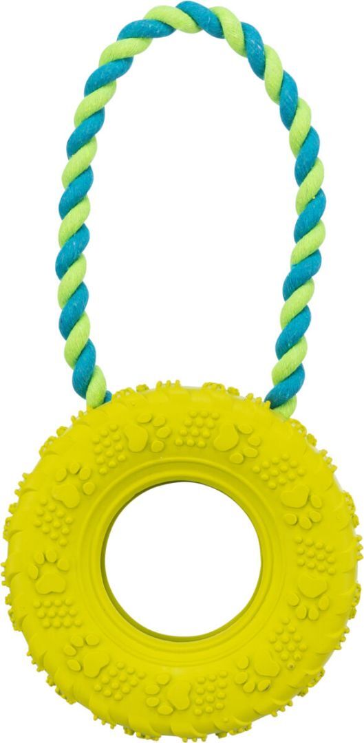 TRIXIE Reifen am Tau, Naturgummi, Ø 15 / 31 cm