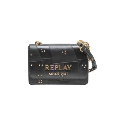 Schultertasche REPLAY "Replay Tasche FP", Damen, Gr. onesize, schwarz (schwarz, gold), Polyurethan (PU), unifarben, Taschen Schultertasche