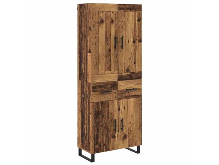 TYVANDE Sideboard 2 tlg. altes Holz 69,5 x 34 x 180 cm Holzregale, Scharniertüren, Eisengriffe, quadratische Metallbeine, minimalistischer Stil
