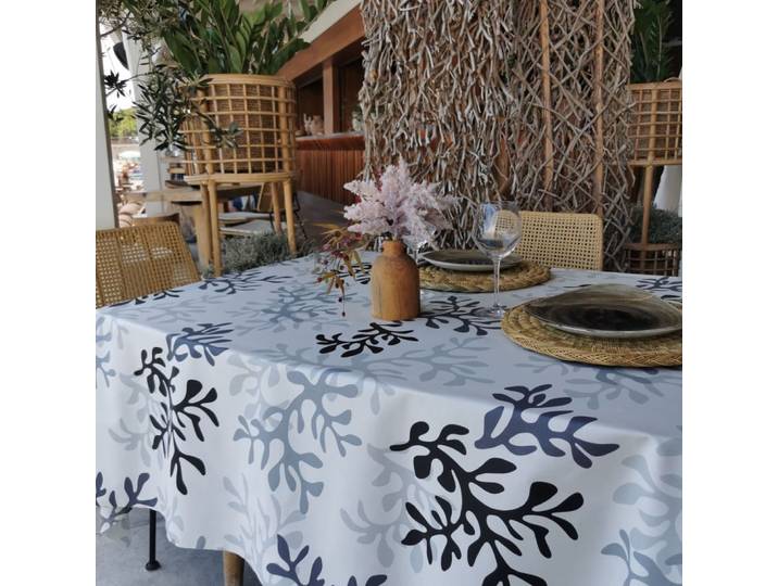 Nappe en coton enduit noire rectangle 160 x 300 cm