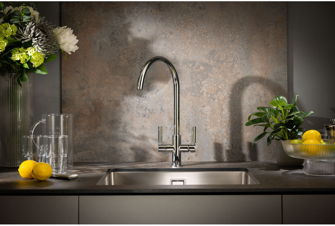 Abode Designs Globe Aquifier Twin Lever Water Filter Monobloc Tap Chrome 21.6cm