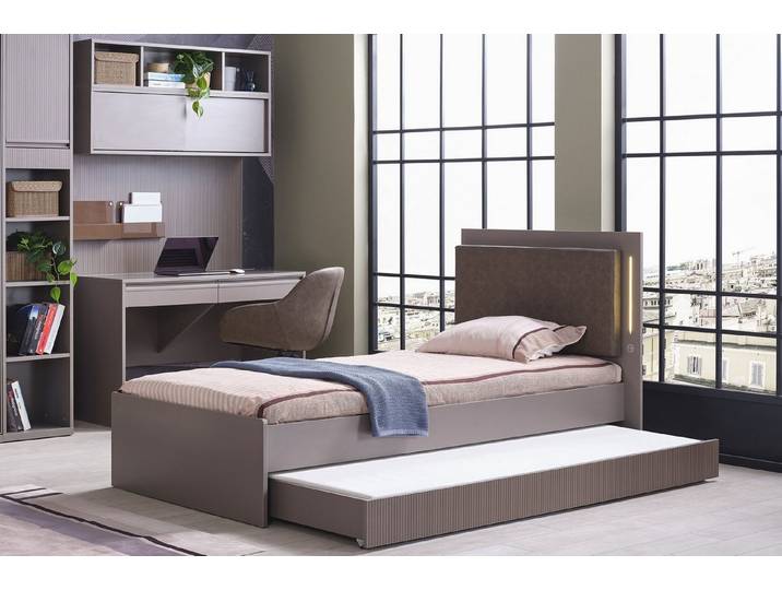 Möbel-Zeit Jugendbett SHADOW – Inkl. Polster-Kopfteil & Leselampe – 100x200 cm / 120x200 cm