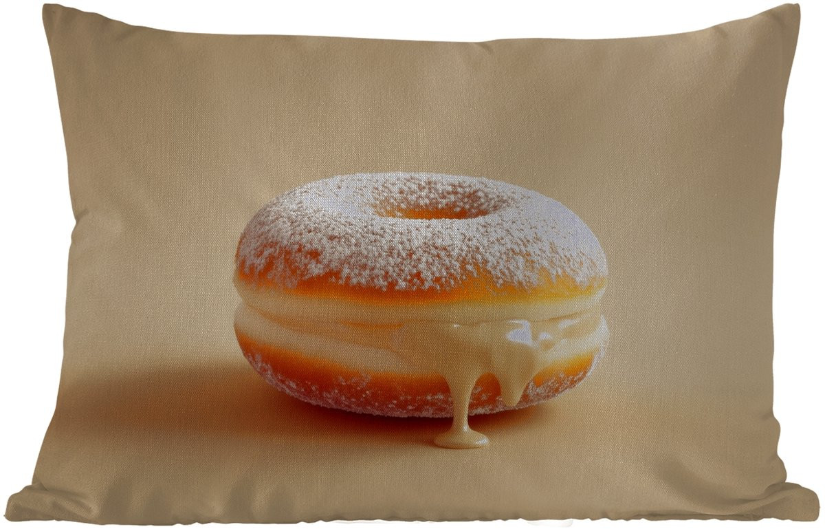 Weerbestendige buitenkussens Donut in de kleur Romig Poedersuiker Beige, 60 x 40 cm