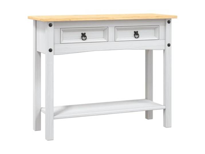 Couchtisch Konsole Mexikanischer Stil Kiefer 90x34,5x73cm 2 Schubladen, 1 Ablagefläche, Kiefernholz, rustikaler Charme, für Wohnzimmer und Flur, robuste Tischplatte