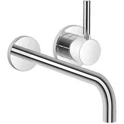 Dornbracht META Waschtisch-Wand-Einhandbatterie Chrom, Auslaufvariante mit 90° Biegeradius, Ausladung 250 mm, starrer Auslauf, runder luftangereicherter Strahl
