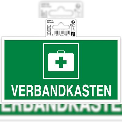 Exacompta 67071B Hinweisschild selbstklebend, Verbandkasten, weiß auf grünem Hintergrund, 20x11 cm, PVC -