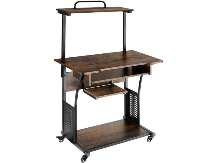 tectake Schreibtisch Fife, 80 x 65,5 x 130,5 cm, Industrial Holz dunkel, rustikal, Rostfarben, Quadratisch, 65.5x130.5x80 cm, Büromöbel, Schreibtische, Schreibtische