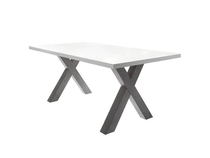 Table Leeton III 180 x 90cm Blanc/Gris/Blanc mat