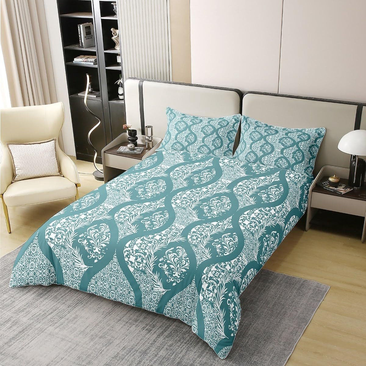 Omgoods Damask Patroon Dekbedovertrek Set - Teal