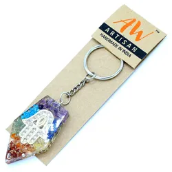 Orgonite Power Keyring - Gemstone Chakra Hamsa