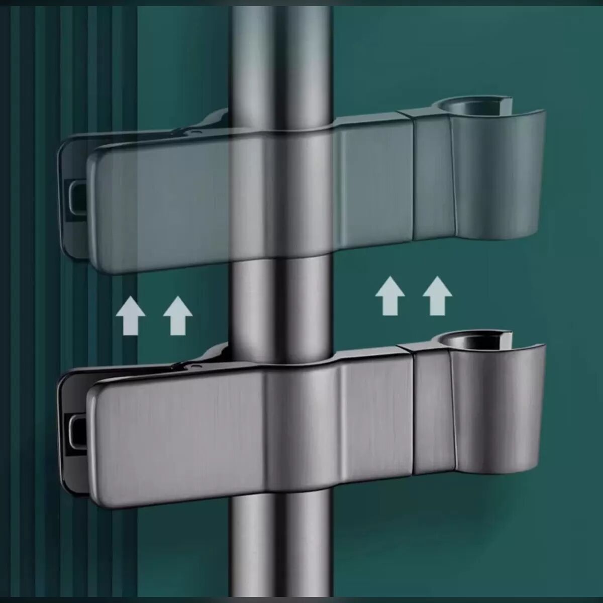 INF Clip-On Zinc Alloy Shower Bracket — No-Drill, 360° Adjustable, Heavy Load Capacity Grau