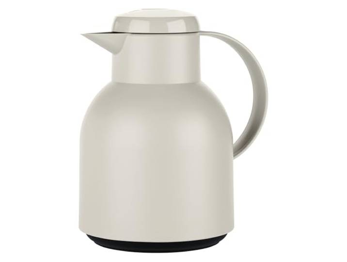 Emsa Samba Isolierkanne F40104 1 Liter Quick Press Verschluss 100% dicht 12h heiß, 24h kalt Puder Grau