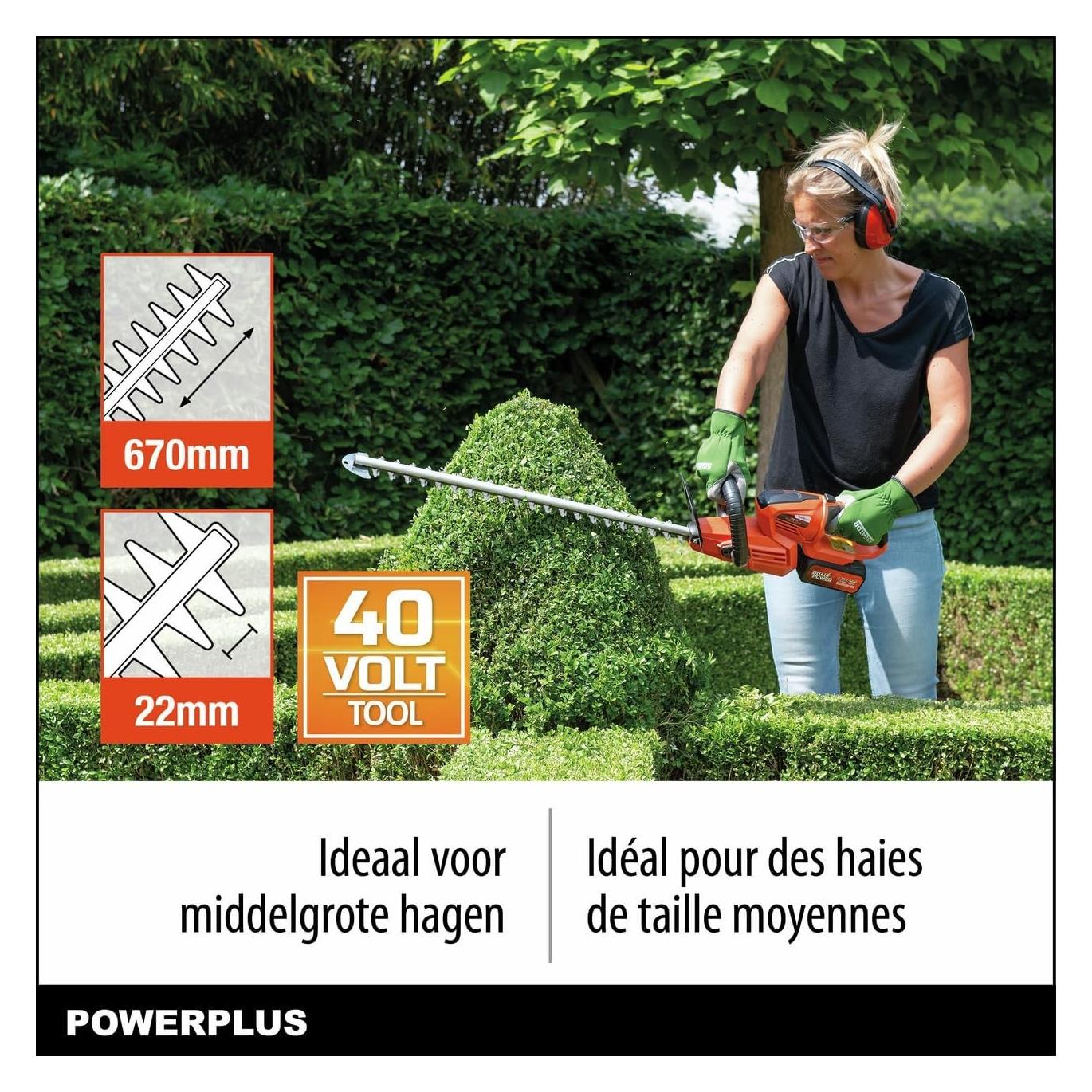 Powerplus Dual Power Heckenschere 40V 670mm - exkl. Akku und Ladegerät (Akkubetrieb) (POWDPG7536)