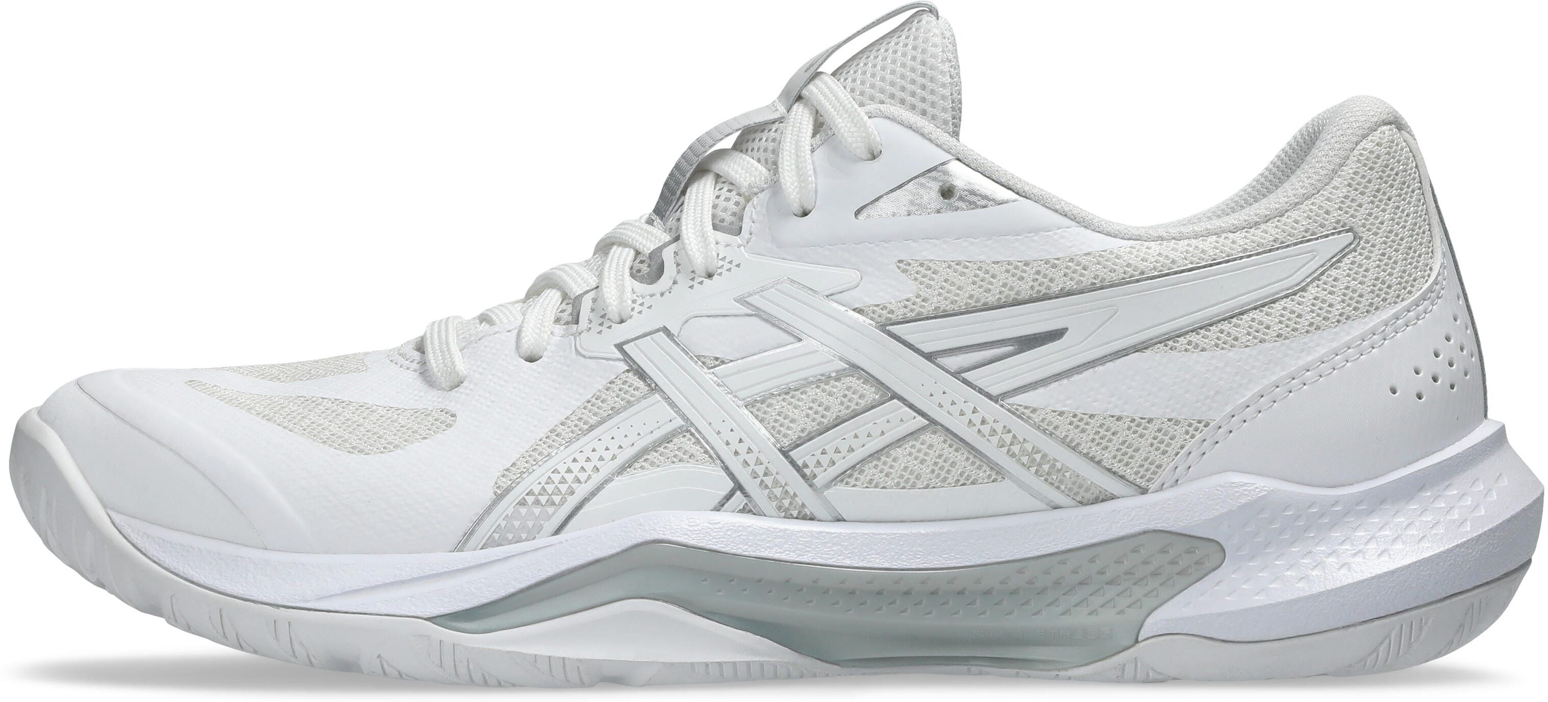 Hallenschuh ASICS "GEL-TACTIC 13", Damen, Gr. 37,5, weiss (weiß, pure silber), Synthetik, Schuhe Hallenschuh weiß, pure silber 37,5