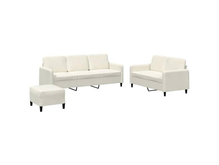 Makastle 3er Set Sofa Couchgarnitur Creme Samt