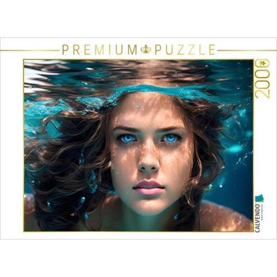 CALVENDO Puzzle Nixe mit stahlblauen Augen unter Wasser | 2000 Teile Lege-Größe 90x67cm Foto-Puzzle für glückliche Stunden
