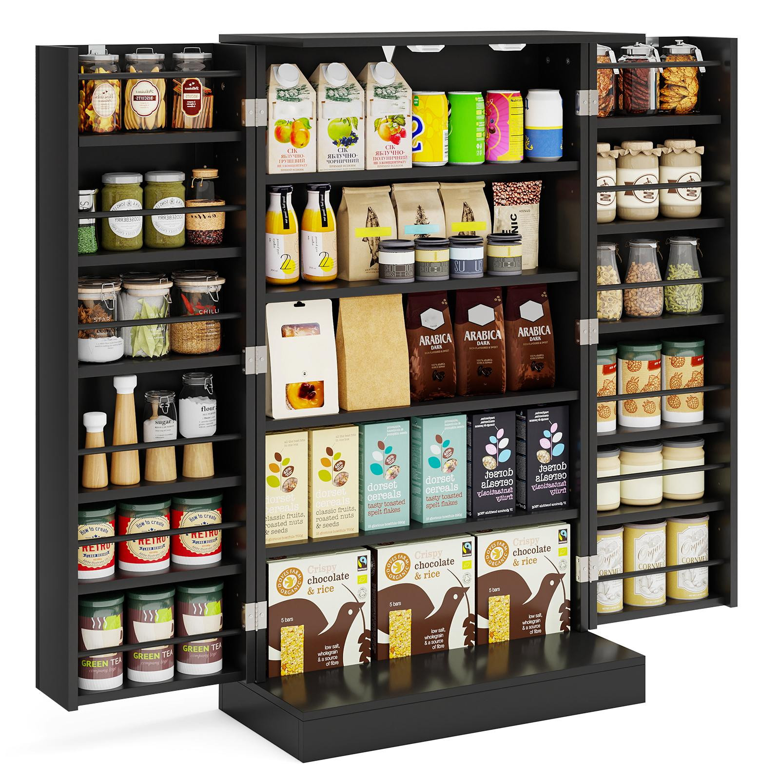 Costway Multifunctionele opbergkast met 6 verstelbare legplanken, zwart