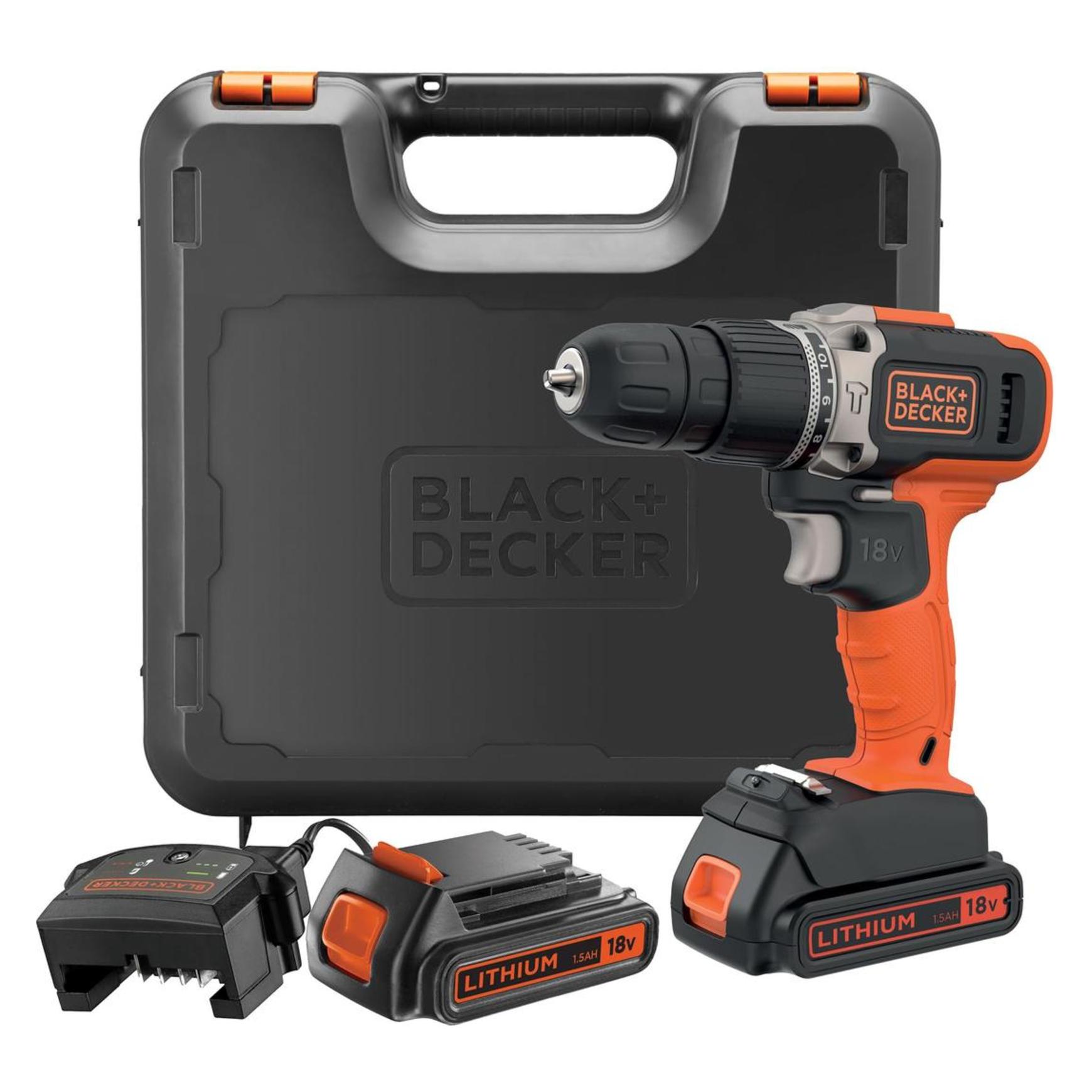Black & Decker Black+Decker BCD003C2KQW Schlagbohrmaschine 18V inkl. Koffer (Schlagbohrschrauber) (BCD003C2K-QW)