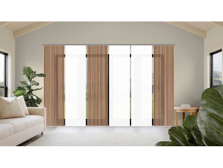 Schiebegardine HOME WOHNIDEEN PANILO , braun, B:60cm H:245cm, Polyester, Gardinen, Schiebegardine, Schiebewand Seidenoptik, SET, Digitaldruck