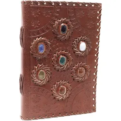 Leather Chakra Stone Notebook (22.5x15cm)