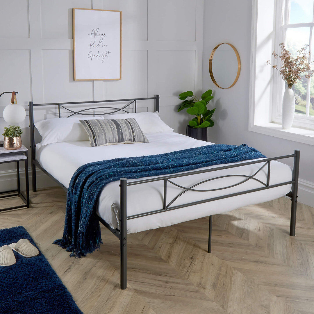 Marlow Home Co. Gap Metal Dark Grey Modern Black Bed Frame Black Small Double (4')