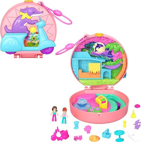 Polly Pocket Avontuur op de Scooter Speelset met 2 Micropoppen en Dierenvriendje, HWN98