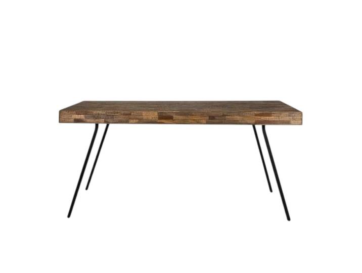 Table repas en teck recyclé et acier noir