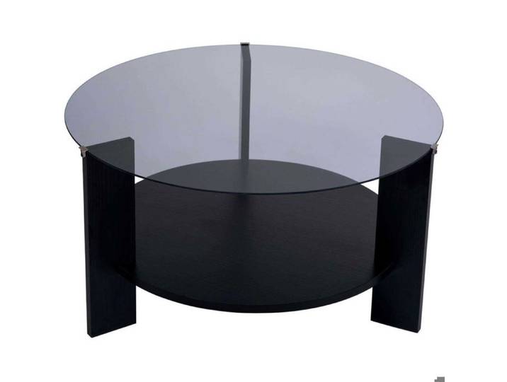 Table basse ronde en verre Clara noir verre fumé