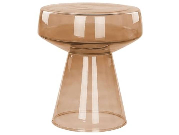 Beliani Beistelltisch Goldbraun Glas Rund Rauchglas 37cm Couchtisch Braun, Lackiert, Benötigt keine Montage, Belastbarkeit 10 kg, 37 x 37 x 43 cm