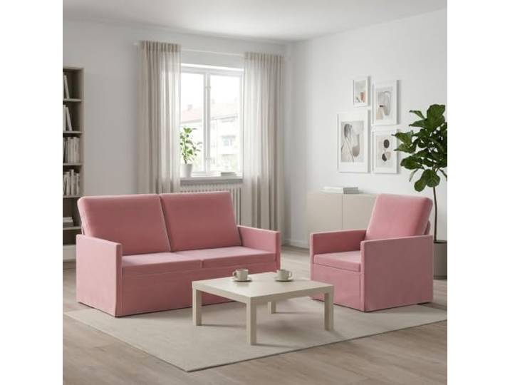Sofa-Set 2 Stück Rosa Samt Metallrahmen,Kissenrücken,Schaumfüllung,Innenbereich,Wohnzimmer,Arbeitszimmer