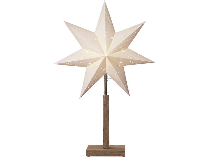 Stehlampe Standleuchte Stern Karo , weiß (holzfarben, weiß), 1, Ø 34cm H: 50,5cm, 2 Stk., PARFORCE TRADITIONAL HUNTING, Leuchten, Tischlampe, Weihnachtsstern, Deko-Stern, 7-zackig, Weihnachtsdeko, Stehlampe