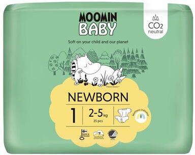Moomin Baby Fraldas de Bebé 2-5kg T1 25 un