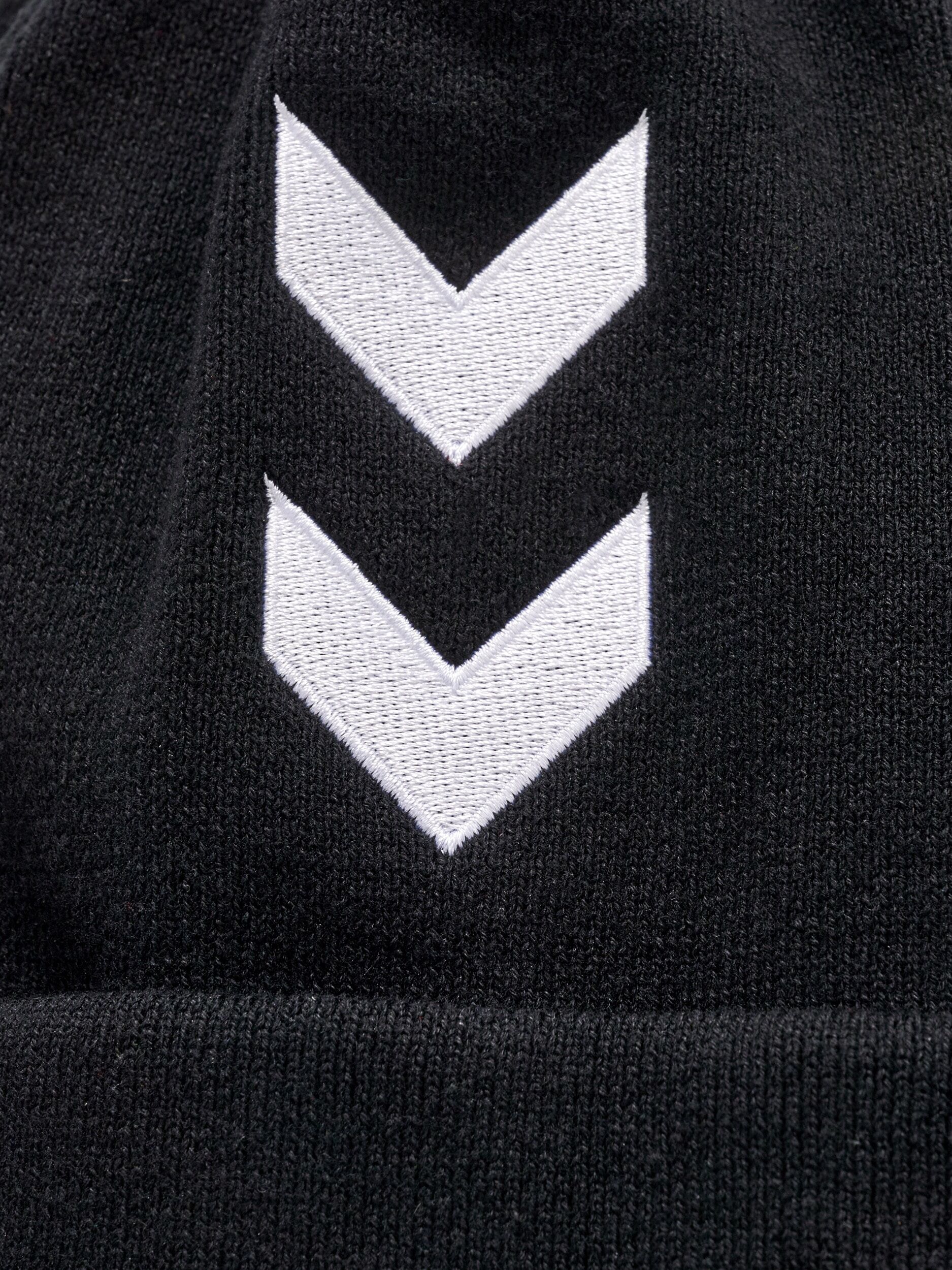Beanie HUMMEL "HMLPRO HAT", schwarz, Interlock, Baumwolle, unifarben, Mützen Beanie, mit gedrucktem Kontrastlogo, elastisches Material, schnell trocknend schwarz Einheitsgröße