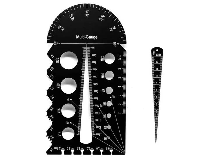 Jauge de mesure, vis, écrou, jauge d'ouverture, micromètre 2 pièces, accessoire portable multifonctionnel pour le travail du bois