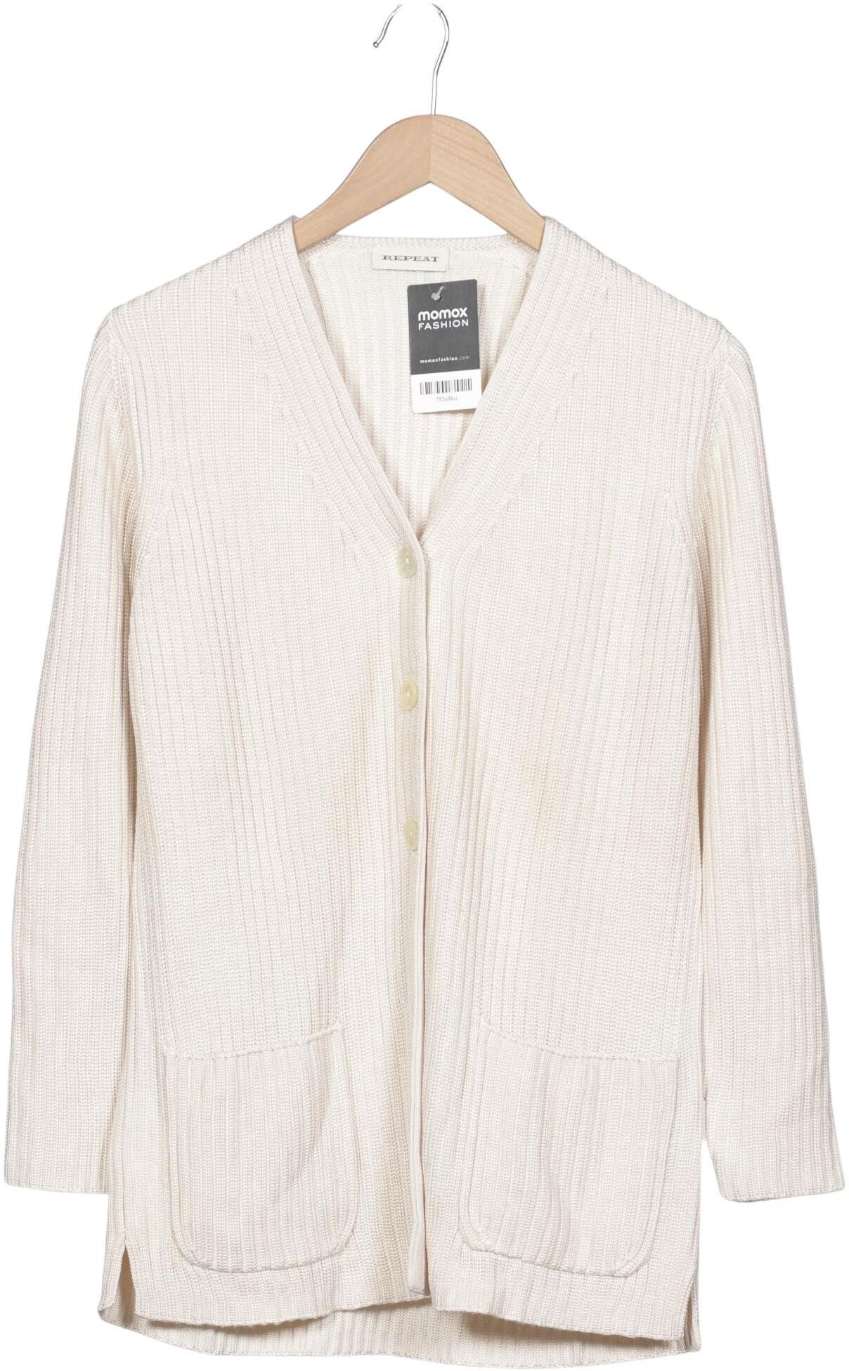 Repeat Damen Strickjacke, Cremeweiß, Gr. EU 36, Seide - Second Hand