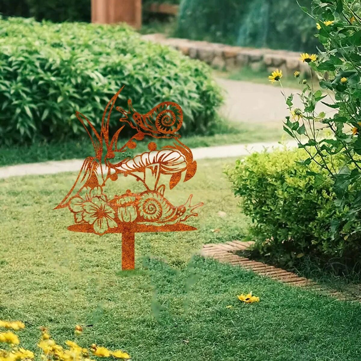 INF Brauner Gartenstecker aus Eisen für Außenbereich, Blumenbeete, Gartenwege und Pflanzentöpfe