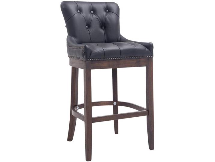 CLP Barhocker Echtleder Schwarz, Holz, 55x109x57 cm, Esszimmer, Barmöbel, Barhocker
