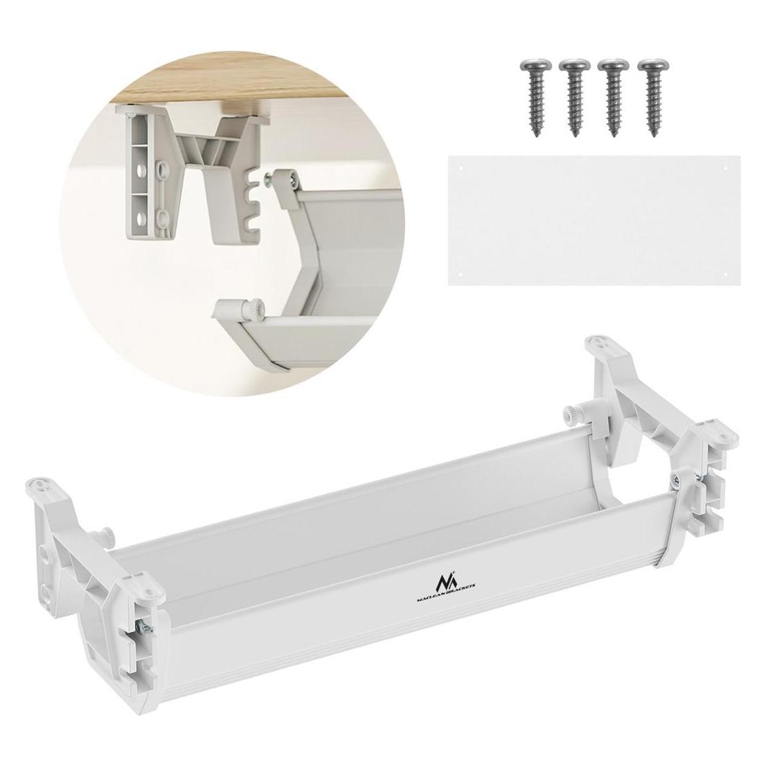 Ergo Office Maclean Organizer Podbiurkowy Na Kable/ Przedłużacz Max. Obciążenie 5kg Biały Mc-106 W (MC-106 W)
