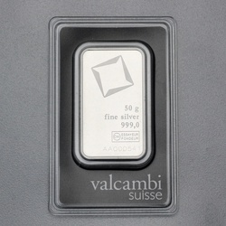 Silberbarren 50g VALCAMBI, Blister