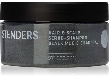 STENDERS Black Mud & Charcoal esfoliante de limpeza para cabelo e couro cabeludo 300 g. Black Mud & Charcoal