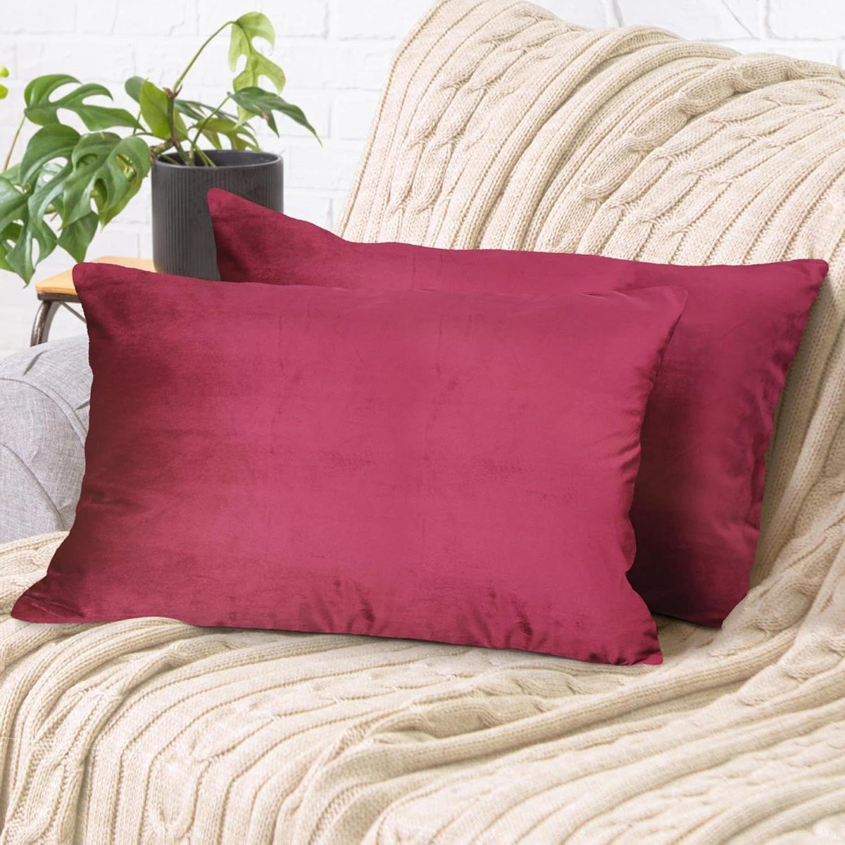 Rode decoratieve kussenslopen set met verborgen ritssluiting, 40 x 60 cm