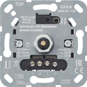 Gira Dimmer 245500 Komfort, S 3000, Unterputz, für LED-, Halogen- und Glühlampen, Drehdimmer