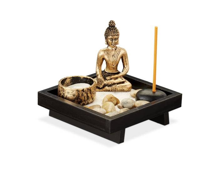 Zen Garten mit Buddha Braun-Schwarz