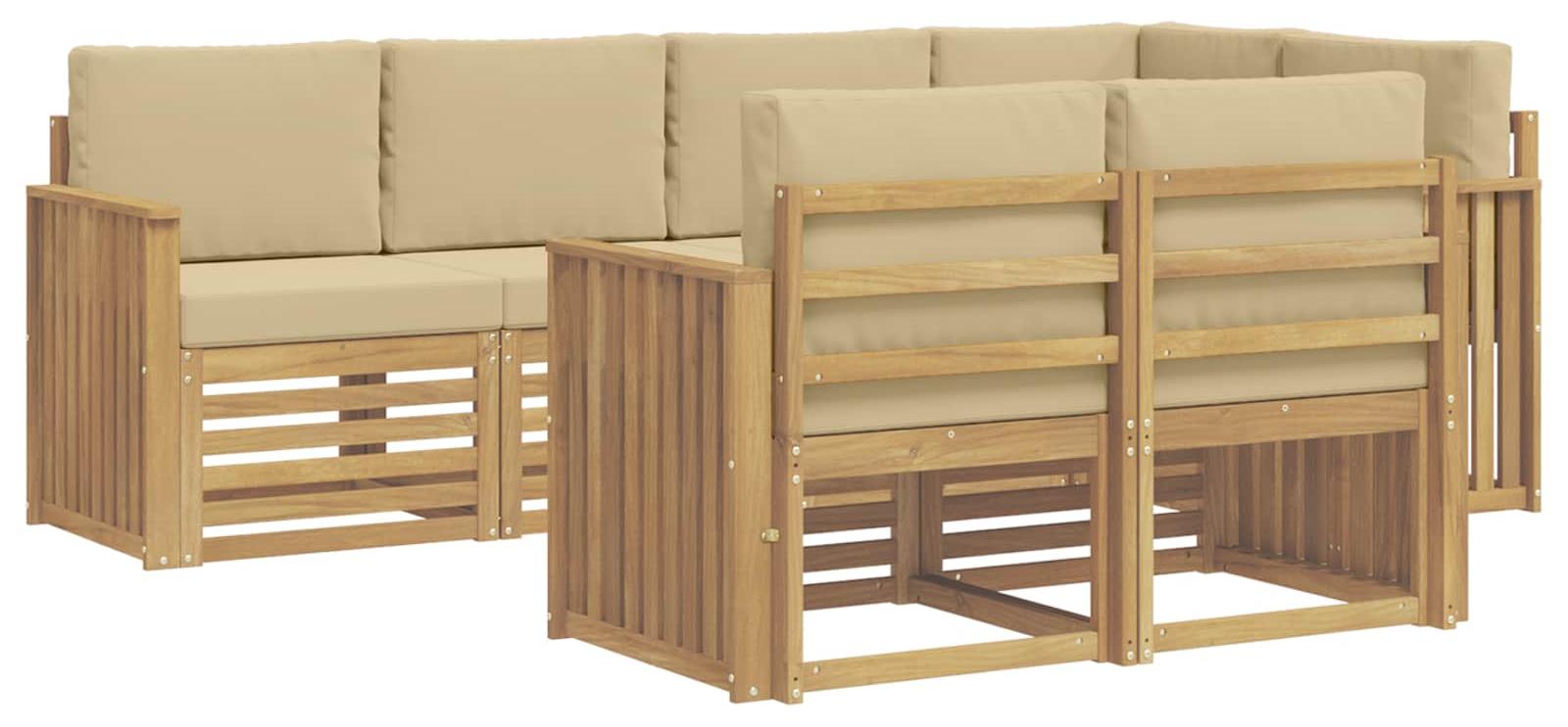 Garnitur aus 7 Outdoor-Sofas, Farbe Beige, Material: Polyester